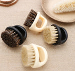 Brosse portable pour hommes en forme d'anneau, brosse à sanglier noire en ABS pour coupe de cheveux, nettoyage et rasage