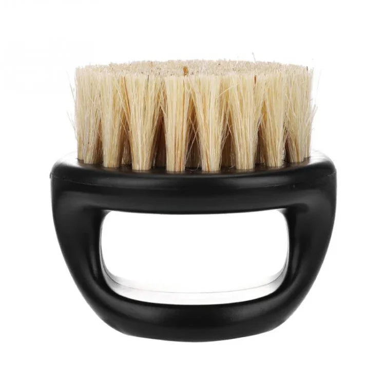 Brosse portable pour hommes en forme d'anneau, brosse à sanglier noire en ABS pour coupe de cheveux, nettoyage et rasage