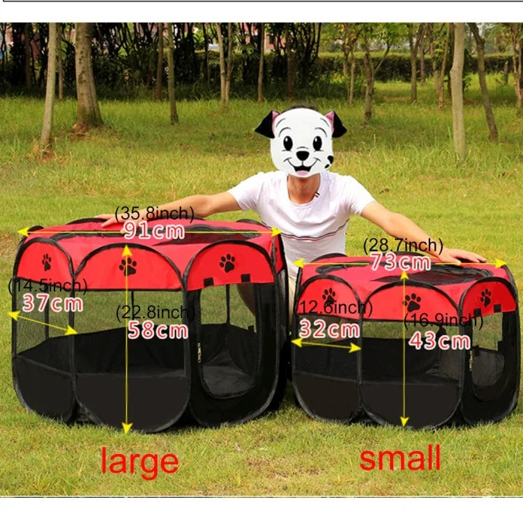 Tente pour chien en tissu Oxford imperméable, pliable, octogonale, parc pour animaux de compagnie, S, Taille: 73 x 73 x 43cm, Taille: S (jaune), Taille: S (rouge), Taille: S (magenta), Taille: S (bleu), Taille: 73 x 73 x 43cm (café)