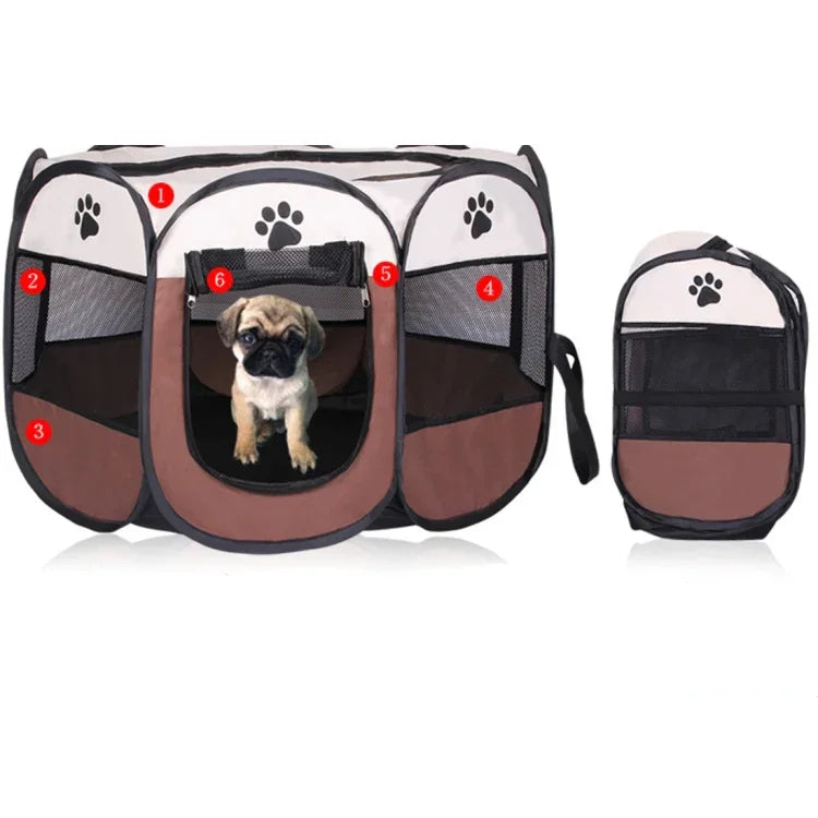 Tente pour chien en tissu Oxford imperméable, pliable, octogonale, parc pour animaux de compagnie, S, Taille: 73 x 73 x 43cm, Taille: S (jaune), Taille: S (rouge), Taille: S (magenta), Taille: S (bleu), Taille: 73 x 73 x 43cm (café)
