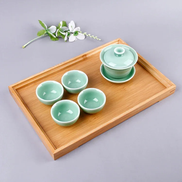 Plateau à thé d'angle en bambou, table à thé, dimensions : 41x29cm, dimensions : 41x29cm