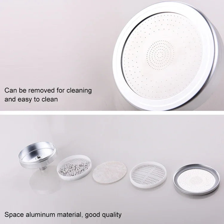 Pomme de douche portative ronde pressurisée en acier inoxydable 304 amovible et lavable, taille : 80mm, motif K