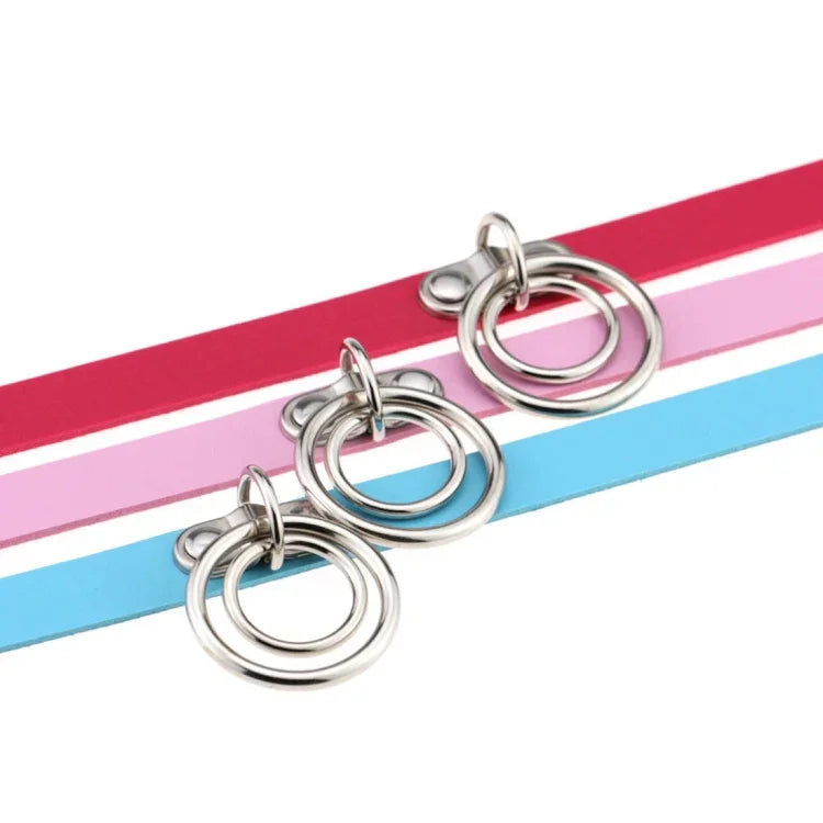 2 colliers ras du cou en cuir à double anneau de style rock punk européen et américain, pour boîte de nuit ou danse de rue, livraison de couleur aléatoire, DHXQ02