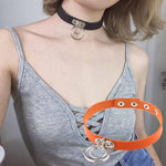 2 colliers ras du cou en cuir à double anneau de style rock punk européen et américain, pour boîte de nuit ou danse de rue, livraison de couleur aléatoire, DHXQ02