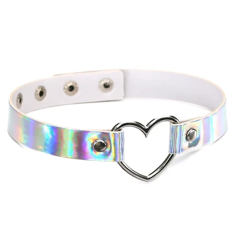 2 PCS Collier ras-du-cou laser en forme de cœur Harajuku européen et américain, livraison couleur aléatoire, QCTX