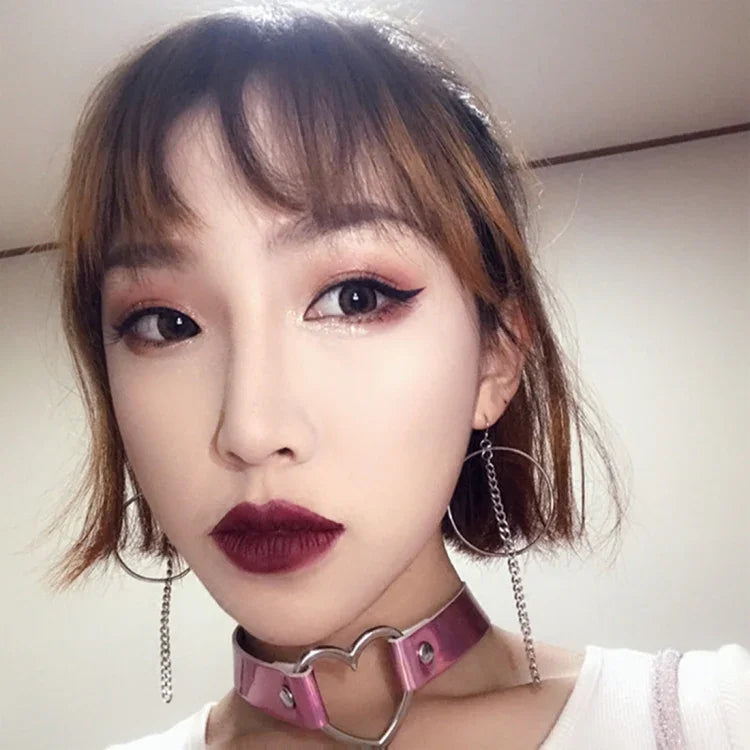 2 PCS Collier ras-du-cou laser en forme de cœur Harajuku européen et américain, livraison couleur aléatoire, QCTX