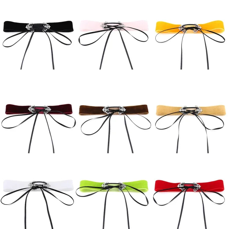 2 PCS Collier ras-du-cou en alliage creux velours mode européenne et américaine style street-snap, livraison couleur aléatoire, TERQ02