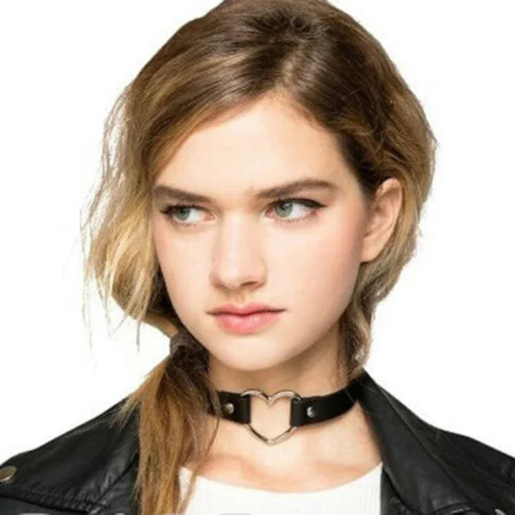 Collier ras-du-cou punk en cuir PU forme cœur Harajuku japonais, mode féminine, livraison couleur aléatoire, TXXQ