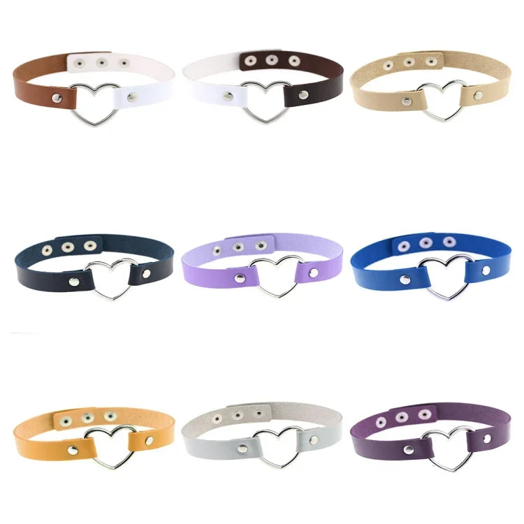 Collier ras-du-cou punk en cuir PU forme cœur Harajuku japonais, mode féminine, livraison couleur aléatoire, TXXQ