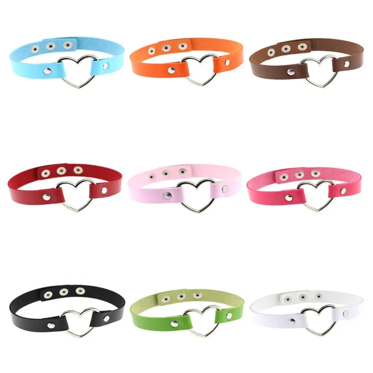 Collier ras-du-cou punk en cuir PU forme cœur Harajuku japonais, mode féminine, livraison couleur aléatoire, TXXQ