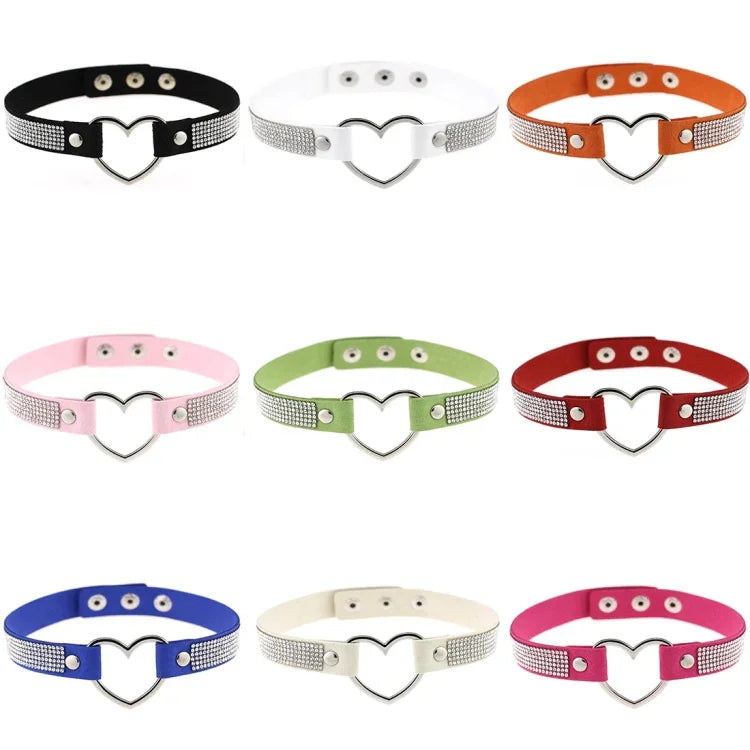 Collier ras-du-cou punk en forme de cœur avec strass Harajuku japonais, mode féminine, livraison couleur aléatoire, TXXQ03