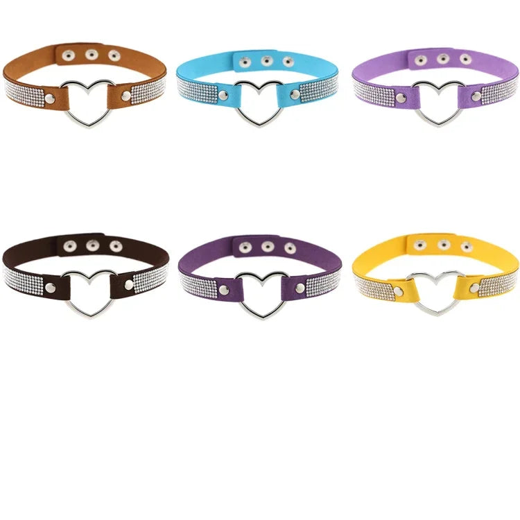 Collier ras-du-cou punk en forme de cœur avec strass Harajuku japonais, mode féminine, livraison couleur aléatoire, TXXQ03