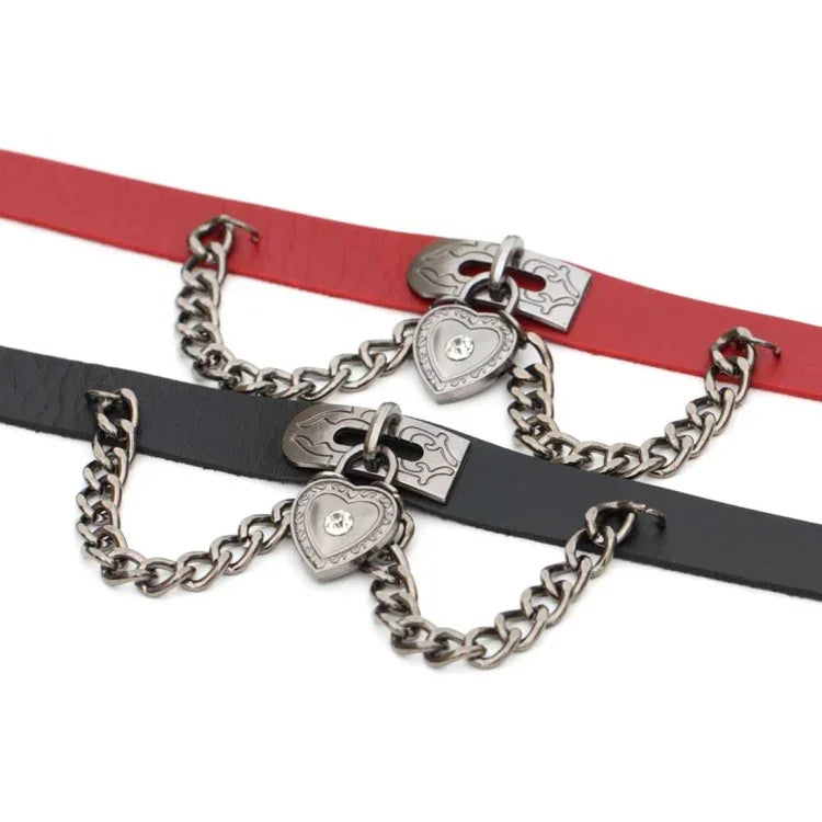 Bracelet collier ras-du-cou en cuir avec cadenas en forme de cœur punk Harajuku européen et américain, livraison couleur aléatoire, TXXQ05