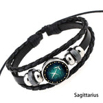 Bracelet rétro DIY perlé tricoté main européen et américain, mode punk en cuir, constellation, Verseau, Sagittaire, Poissons, Cancer, Bélier, Scorpion, Capricorne, Vierge, Lion, Balance, Gémeaux, Taureau