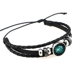 Bracelet rétro DIY perlé tricoté main européen et américain, mode punk en cuir, constellation, Verseau, Sagittaire, Poissons, Cancer, Bélier, Scorpion, Capricorne, Vierge, Lion, Balance, Gémeaux, Taureau
