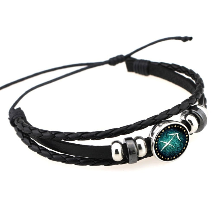 Bracelet rétro DIY perlé tricoté main européen et américain, mode punk en cuir, constellation, Verseau, Sagittaire, Poissons, Cancer, Bélier, Scorpion, Capricorne, Vierge, Lion, Balance, Gémeaux, Taureau
