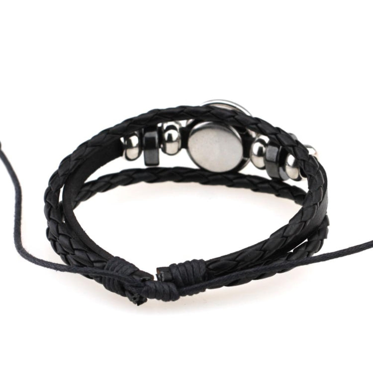 Bracelet rétro DIY perlé tricoté main européen et américain, mode punk en cuir, constellation, Verseau, Sagittaire, Poissons, Cancer, Bélier, Scorpion, Capricorne, Vierge, Lion, Balance, Gémeaux, Taureau