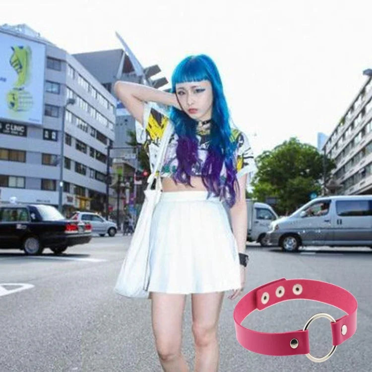 3 PCS Bracelet collier en cuir rond punk style street-snap Harajuku japonais, mode, livraison couleur aléatoire, YXQ