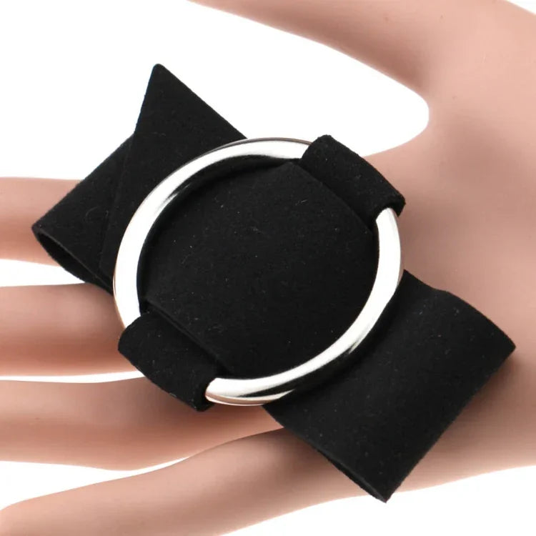 2 PCS Bracelet simple rond en velours mode européenne et américaine, bracelet manchette en métal, livraison couleur aléatoire
