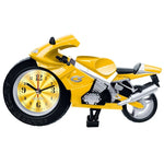 Horloge de bureau créative artistique en forme de moto pour décoration d'étagère domestique