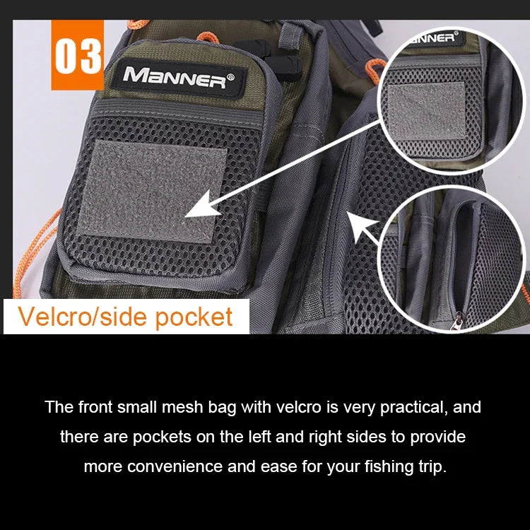 MANNER Gilet de sauvetage multifonctionnel d'extérieur pour la pêche et la natation, Gilet de sauvetage MANNER