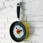 Horloge Murale Décorative Créative en Forme de Poêle à Œuf sur le Plat pour Salon