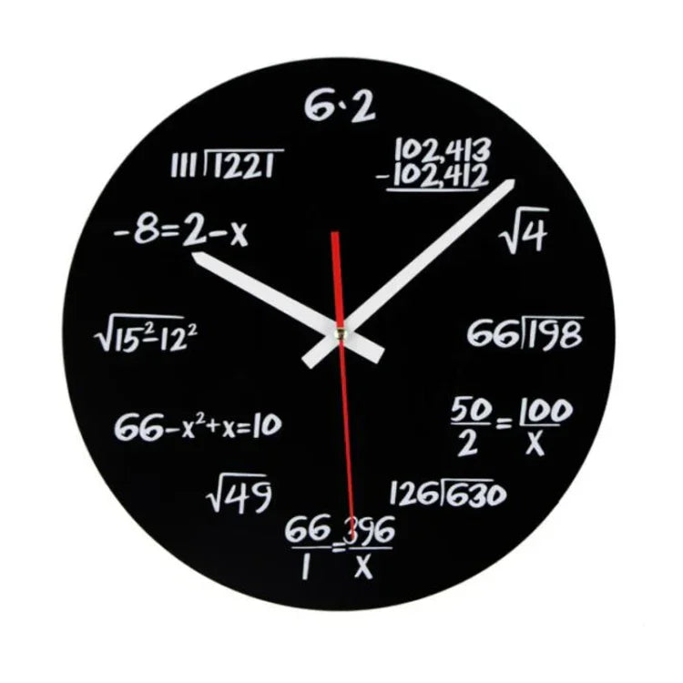Horloge murale créative décorative de salon en acrylique avec formule mathématique