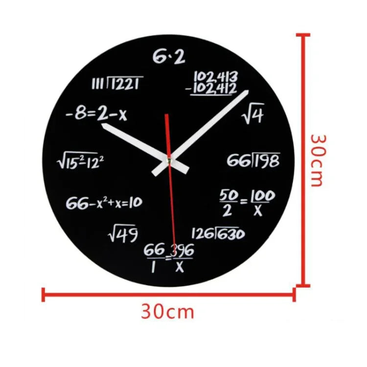 Horloge murale créative décorative de salon en acrylique avec formule mathématique