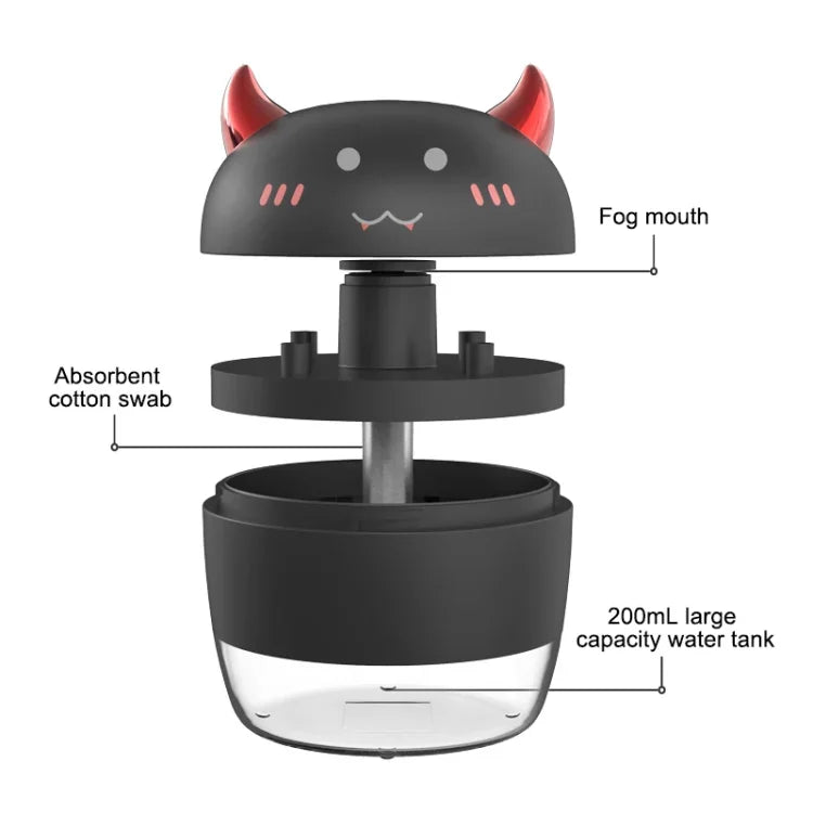 Humidificateur atomiseur WT-H21 avec lumières nocturnes colorées, capacité du réservoir d'eau : 200mL