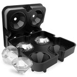 Nouvelle machine à glaçons en silicone à 4 cavités en forme de diamant 3D, pour bar, fête, bacs à glaçons, moule à chocolat, ustensile de cuisine, forme de diamant