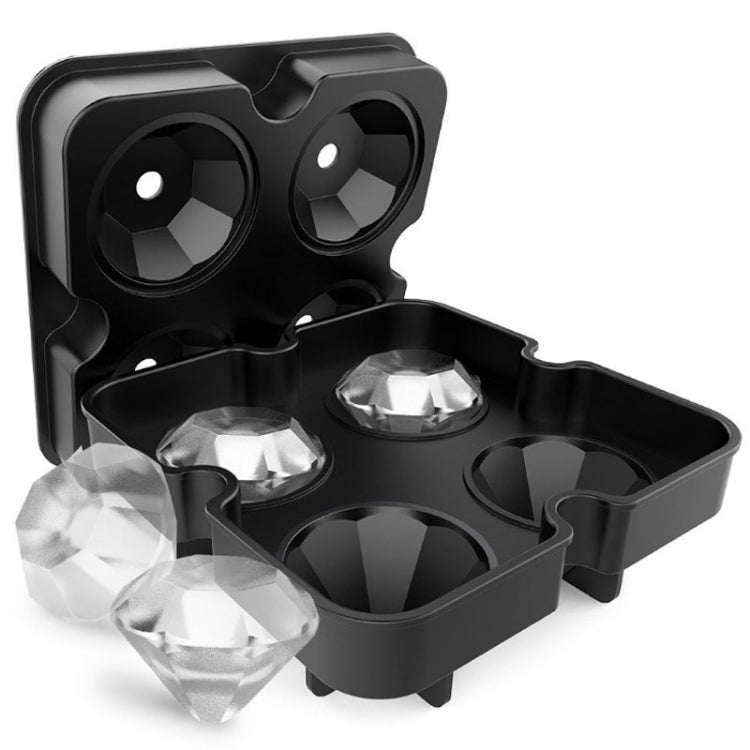 Nouvelle machine à glaçons en silicone à 4 cavités en forme de diamant 3D, pour bar, fête, bacs à glaçons, moule à chocolat, ustensile de cuisine, forme de diamant