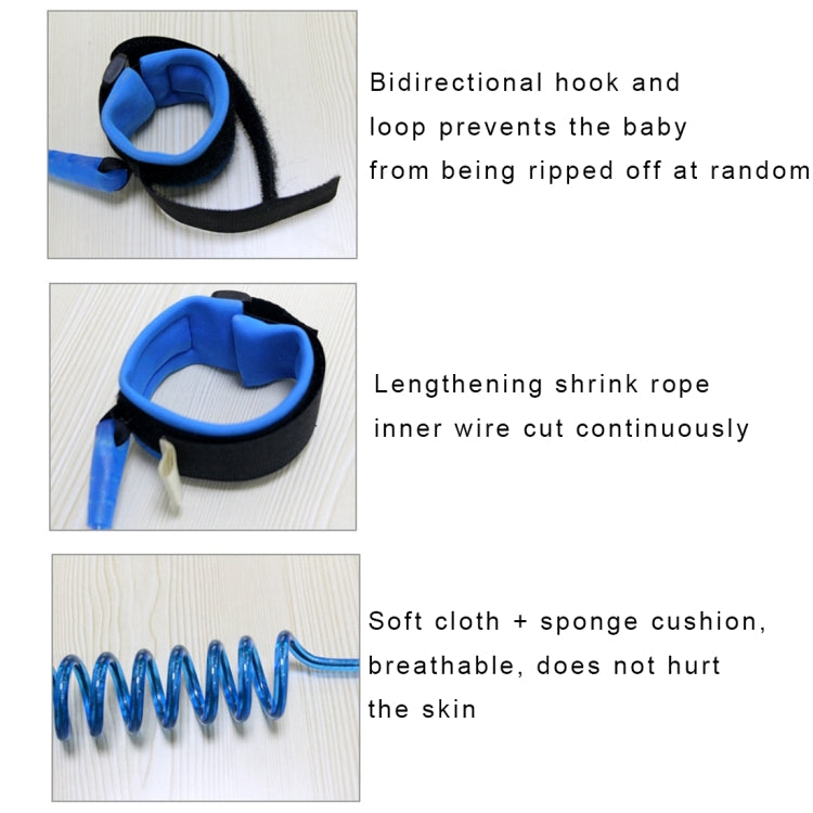 Harnais de sécurité pour enfants laisse anti-perte lien de poignet corde de traction bracelet anti-perte, longueur : 2m, 2m orange, 2m bleu