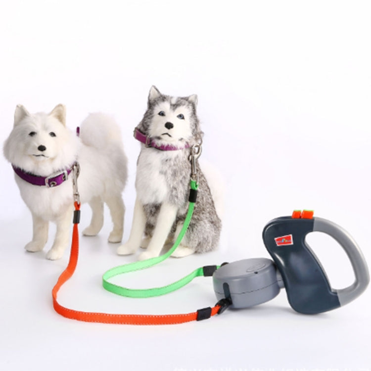 Corde de traction pour animaux de compagnie rétractable automatique et créative à deux têtes