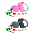 Corde de traction pour animaux de compagnie rétractable automatique et créative à deux têtes
