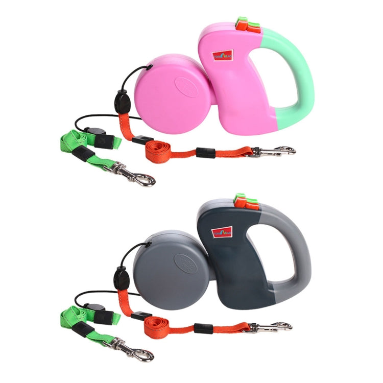 Corde de traction pour animaux de compagnie rétractable automatique et créative à deux têtes