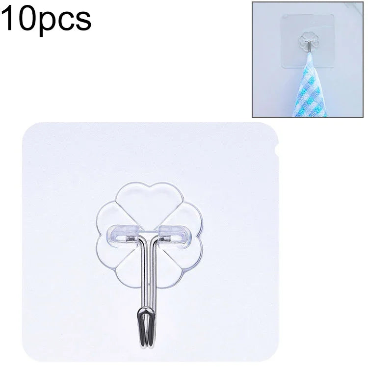 10 crochets adhésifs sans couture en PVC et acier inoxydable, forme prune épaisse, étanches, transparents, résistants, à fixer au mur de cuisine, épais