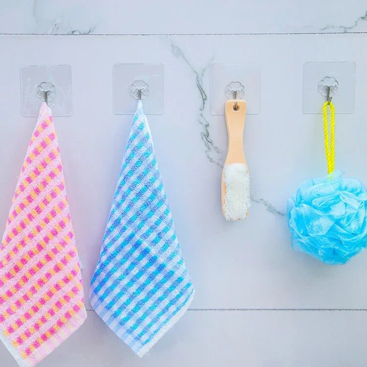 10 crochets adhésifs sans couture en PVC et acier inoxydable, forme prune épaisse, étanches, transparents, résistants, à fixer au mur de cuisine, épais