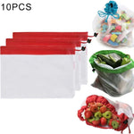Lot de 10 sacs de rangement en filet réutilisables à double couture pour fruits et sandwichs, taille : 30 cm x 20 cm, couleur aléatoire, taille : 30 cm x 20 cm