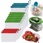 Lot de 10 sacs de rangement réutilisables en filet à double couture pour fruits et sandwichs, taille : 30 cm x 43 cm, livraison de couleur aléatoire, taille : 30 cm x 43 cm