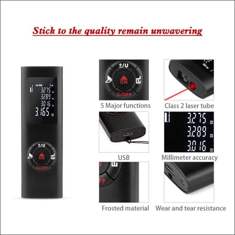 Télémètre laser mini JQ-60 60 m rechargeable, télémètre laser numérique portable, 60 m