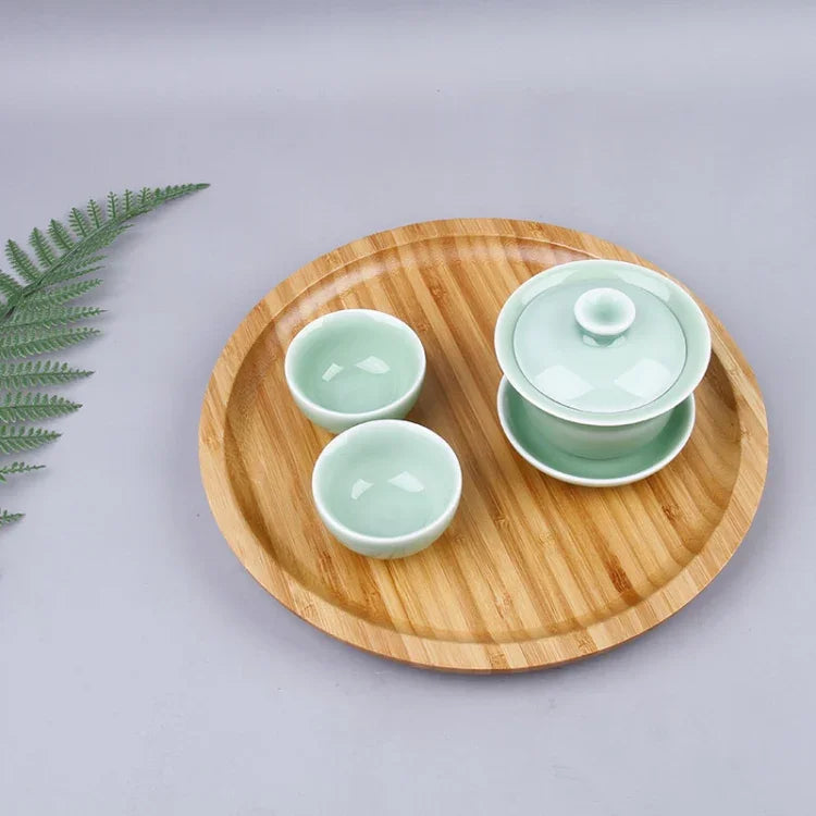 Plateau à thé rond simple et créatif en bambou pour la maison, petite table à thé, diamètre : 30 cm, diamètre : 30 cm