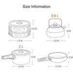 Set de vaisselle et casseroles Hewolf 1692 pour camping en extérieur, pour 2-3 personnes, HW-K1692 pour 2-3 personnes