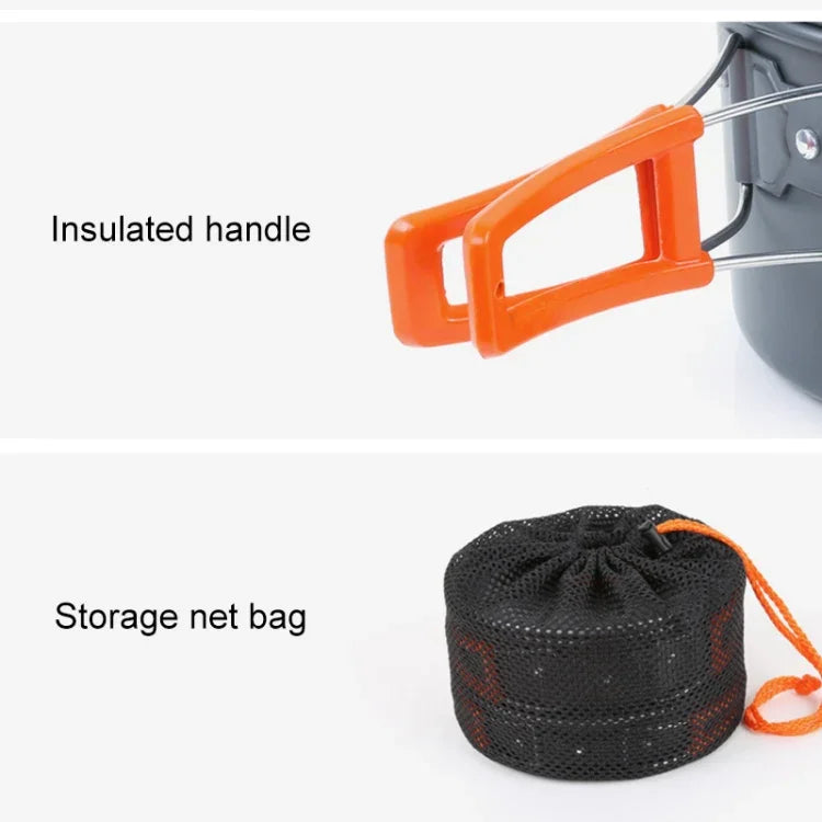 Set de vaisselle et casseroles Hewolf 1692 pour camping en extérieur, pour 2-3 personnes, HW-K1692 pour 2-3 personnes