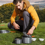 Set de vaisselle et casseroles Hewolf 1692 pour camping en extérieur, pour 2-3 personnes, HW-K1692 pour 2-3 personnes