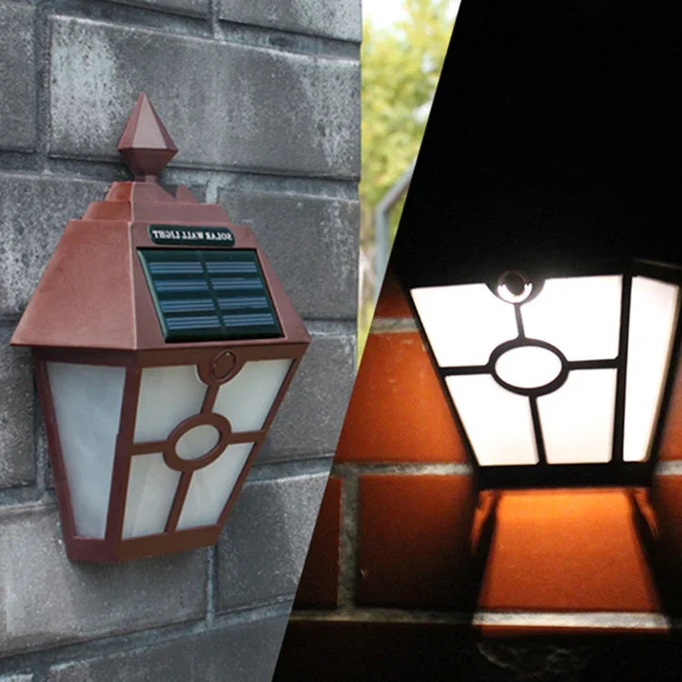Applique murale LED solaire hexagonale, contrôle par capteur de lumière, éclairage paysager extérieur