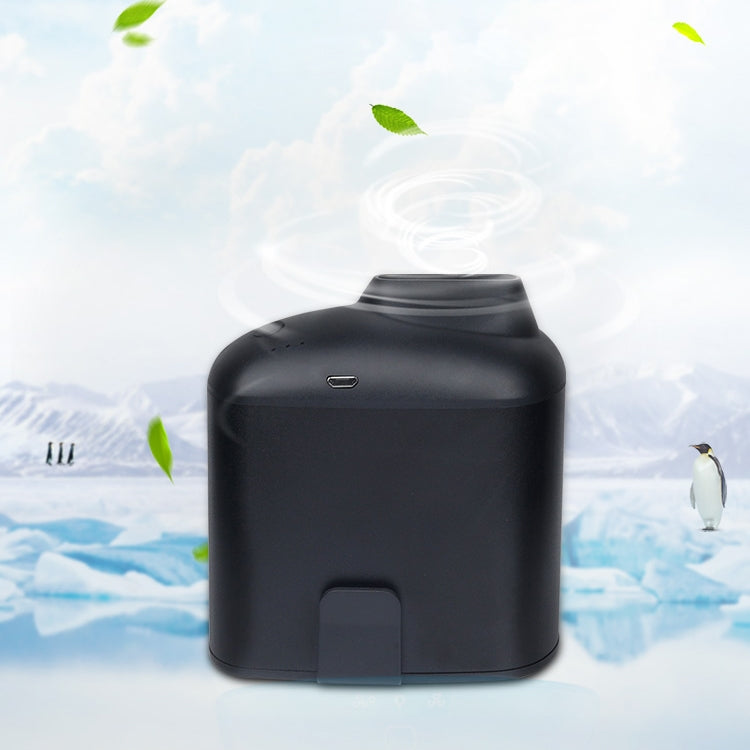 Ventilateur USB portable créatif à suspendre à la taille avec trois vitesses de vent réglables, noir, gris