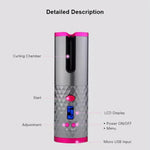 Fer à friser automatique portable mini sans fil à chargement USB multifonction avec écran LCD