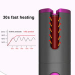 Fer à friser automatique portable mini sans fil à chargement USB multifonction avec écran LCD