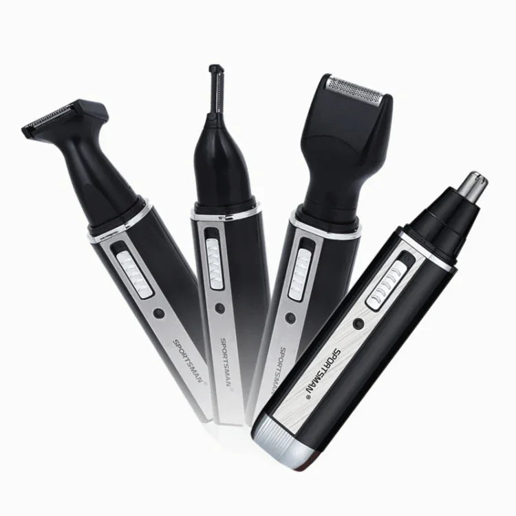 SPORTSMAN Tondeuse électrique rechargeable quatre-en-un pour les oreilles et le nez, rasoir électrique pour barbe, visage et sourcils pour hommes, prise US (noir, 110 V), prise US