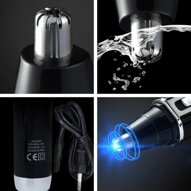 SPORTSMAN Tondeuse électrique rechargeable quatre-en-un pour les oreilles et le nez, rasoir électrique pour barbe, visage et sourcils pour hommes, prise US (noir, 110 V), prise US
